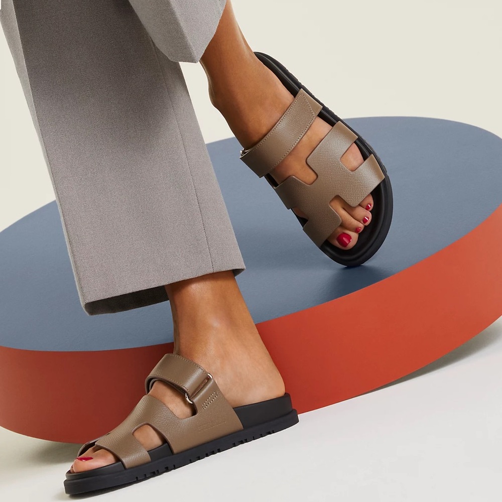 Authentic New Hermes H Leather Dads Sandal